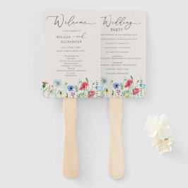 Wildblume Garden Beige Hochzeitsprogramm Handfan Fächer