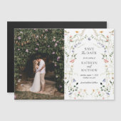 Wildblume Garden Blumenreath Save the Date Magneteinladung (Vorne/Hinten)
