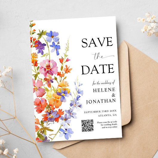 Wildblume Garden Boho Floral Elegante Hochzeit Save The Date