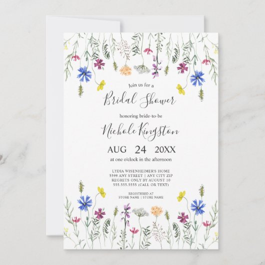 Wildblume Garden Brautparty Einladung (Vorderseite)