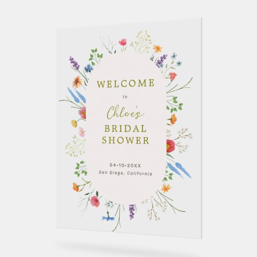 Wildblume Garden Brautparty Herzlich willkommen Acrylschild (Winkel)