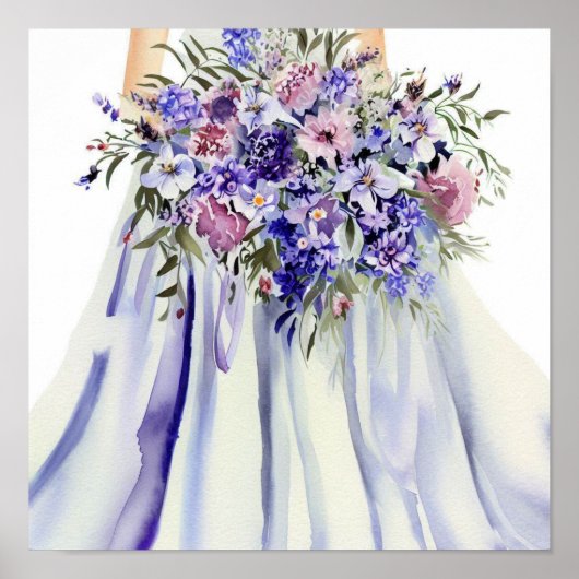 Wildblume Garden, Bridal Cascading Bouquet 2, Poster (Vorne)