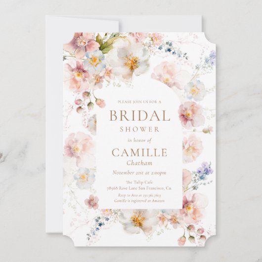 Wildblume Garden Bridal Dusche Einladung (Vorderseite)