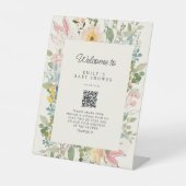 Wildblume Garden Charm Babydusche QR-Code Sockelschild (Vorderseite)