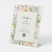 Wildblume Garden Charm Babydusche QR-Code Sockelschild (Vorderseite)