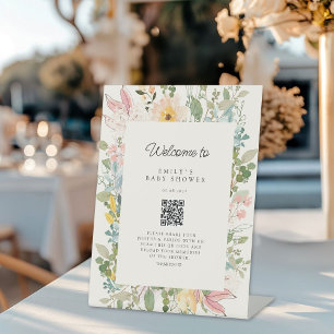 Wildblume Garden Charm Babydusche QR-Code Sockelschild