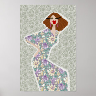 Wildblume Garden Dress Frauen Mode Illustration Poster