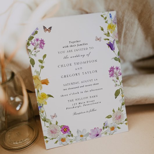 Wildblume Garden Elegante Hochzeit Einladung