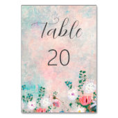 Wildblume Garden, elegante Wasserfarbenhochzeit Tischnummer (Vorderseite)