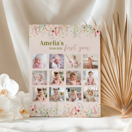 Wildblume Garden Erstes Jahr Foto Meilenstein Poster