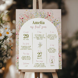 Wildblume Garden Erstes Jahr Meilenstein Unterzeic Poster