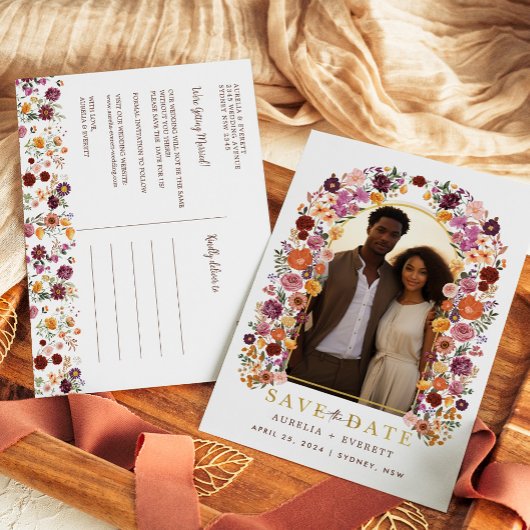 Wildblume Garden Foto Save the Date Ankündigungspostkarte