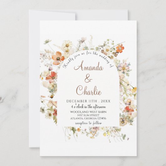 Wildblume Garden Hochzeit Einladung (Vorderseite)