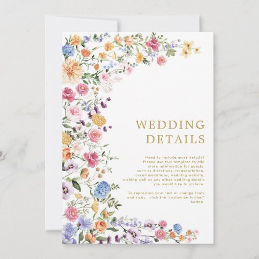 Wildblume Garden Hochzeitsfeier Party Einladung (Rückseite)