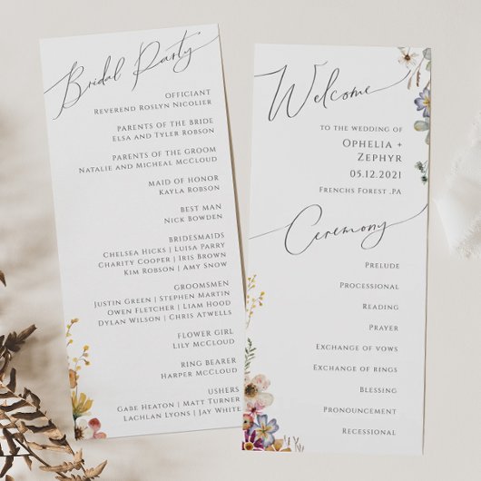 Wildblume Garden | Hochzeitsprogramm Programm