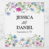 Wildblume Garden Hübsche Blumenhochzeit Weinetikett (Einzelnes Label)