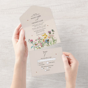 Wildblume Garden & Insecken Wedding Inv All In One Einladung