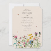 Wildblume Garden & Insecken Wedding Inv Einladung (Vorderseite)