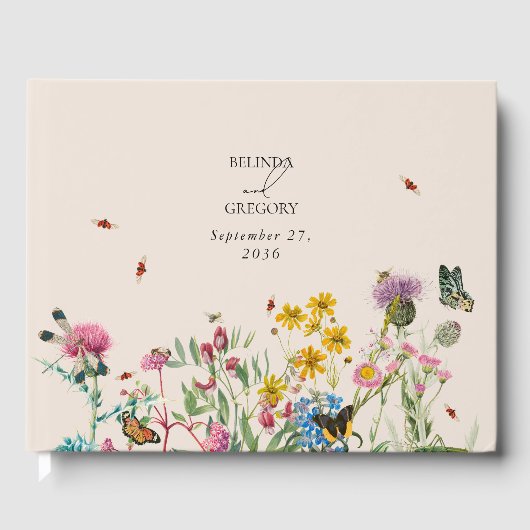 Wildblume Garden & Insekten Hochzeit Gästebuch (Vorderseite)