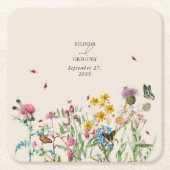 Wildblume Garden & Insekten Hochzeit Rechteckiger Pappuntersetzer (Vorderseite)