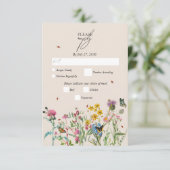 Wildblume Garden & Insekten Hochzeit RSVP Karte (Stehend Vorderseite)