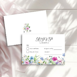 Wildblume Garden Mit Monogramm Hochzeit RSVP Karte