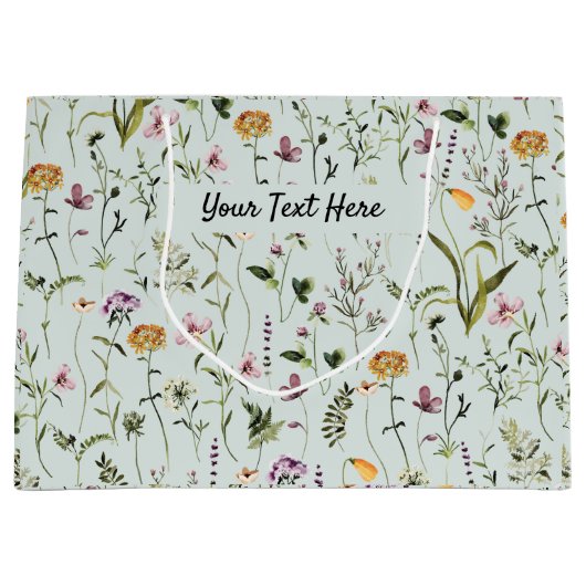 Wildblume Garden Muster Custom Gift Bag Große Geschenktüte (Vorderseite)