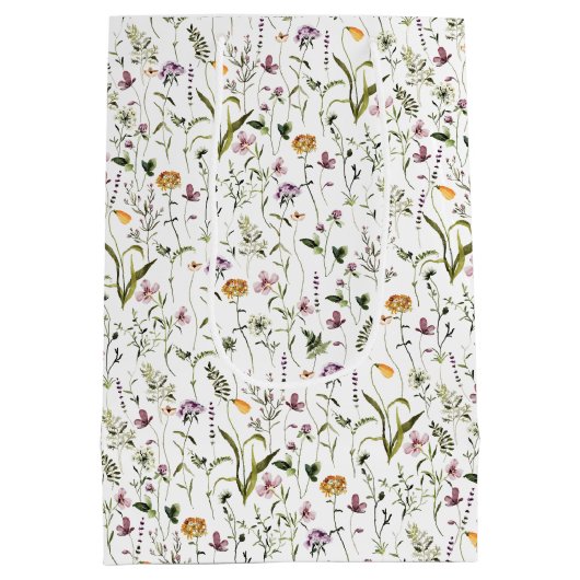 Wildblume Garden Muster Custom Gift Bag Mittlere Geschenktüte (Rückseite)