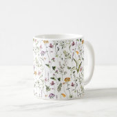 Wildblume Garden Muster Custom Initial Letter Kaffeetasse (VorderseiteRechts)