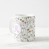 Wildblume Garden Muster Custom Initial Letter Kaffeetasse (Vorderseite Links)