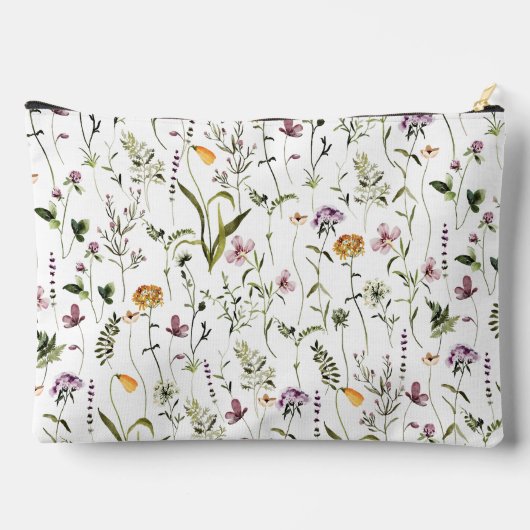 Wildblume Garden Muster Custom Monogram Zubehörtasche (Rückseite)