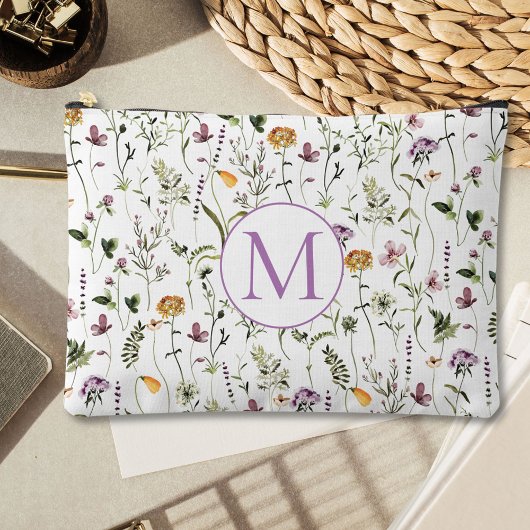 Wildblume Garden Muster Custom Monogram Zubehörtasche