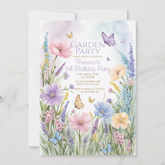 Wildblume Garden Party Geburtstag Einladung (Vorderseite)