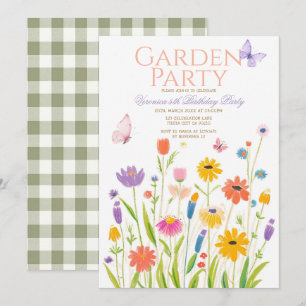 Wildblume Garden Party Geburtstag Einladung