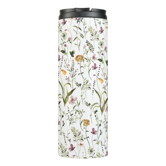 Wildblume Garden Pattern Individuelle Name Thermosbecher (Rückseite)