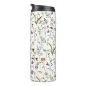 Wildblume Garden Pattern Individuelle Name Thermosbecher (Nach rechts gedreht)