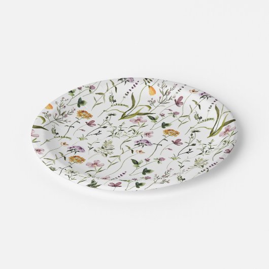 Wildblume Garden Pattern Pappteller (Schrägansicht)