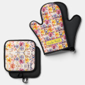 Wildblume Garden Reisen Ofenhandschuh & Topflappen-Set (Vorderseite/Rückseite)