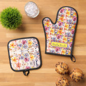 Wildblume Garden Reisen Ofenhandschuh & Topflappen-Set (Oben Unten)