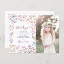 Wildblume Garden Theme Girl Aquarell Danke