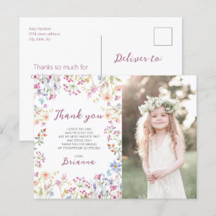 Wildblume Garden Theme Girl Aquarell Danke Postkarte