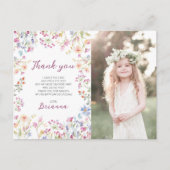 Wildblume Garden Theme Girl Aquarell Danke Postkarte (Vorderseite)