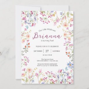 Wildblume Garden Theme Girl Aquarell Geburtstag Einladung