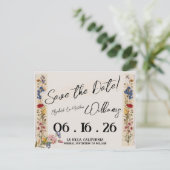 Wildblume Garden Vintage Hochzeit Save the Date Postkarte (Stehend Vorderseite)