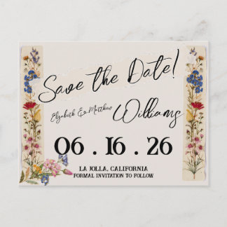 Wildblume Garden Vintage Hochzeit Save the Date Postkarte