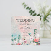 Wildblume Garden Wasserfarbe Rosa Hochzeit Einladung (Stehend Vorderseite)