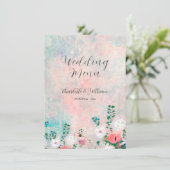 Wildblume Garden, Wasserfarbenhochzeit Menükarte (Stehend Vorderseite)