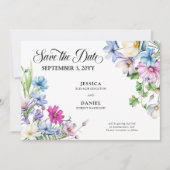 Wildblume Garden Wedding 3 Foto Monogramm Save The Date (Vorderseite)