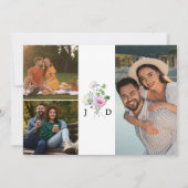 Wildblume Garden Wedding 3 Foto Monogramm Save The Date (Rückseite)