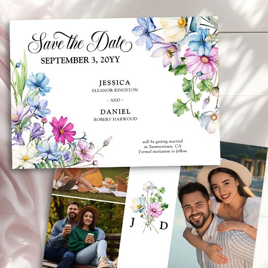 Wildblume Garden Wedding 3 Foto Monogramm Save The Date